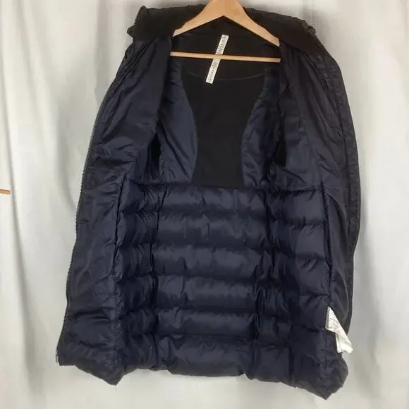 Lululemon Brave the Cold Goose Down Coat Women 6 Black Blue? Long Puffer Hooded - Picture 8 of 13